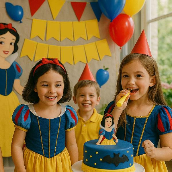 Festa a tema Biancaneve per bambini con decorazioni, giochi e travestimenti fiabeschi