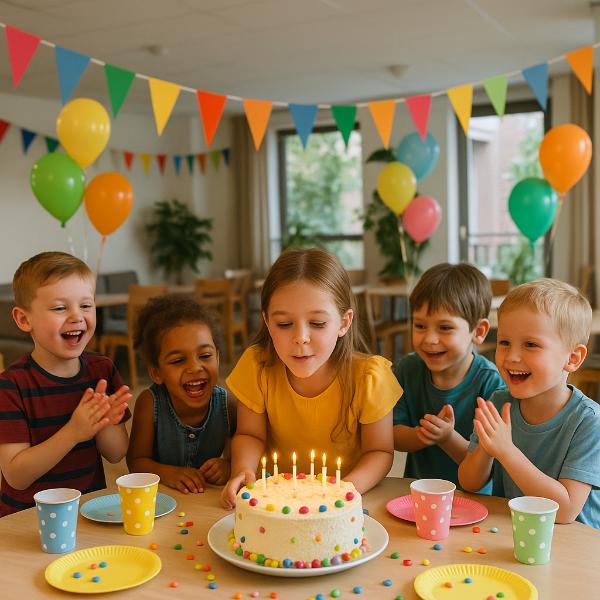 Feste di compleanno per bambini nella sala condominiale con giochi e animazione