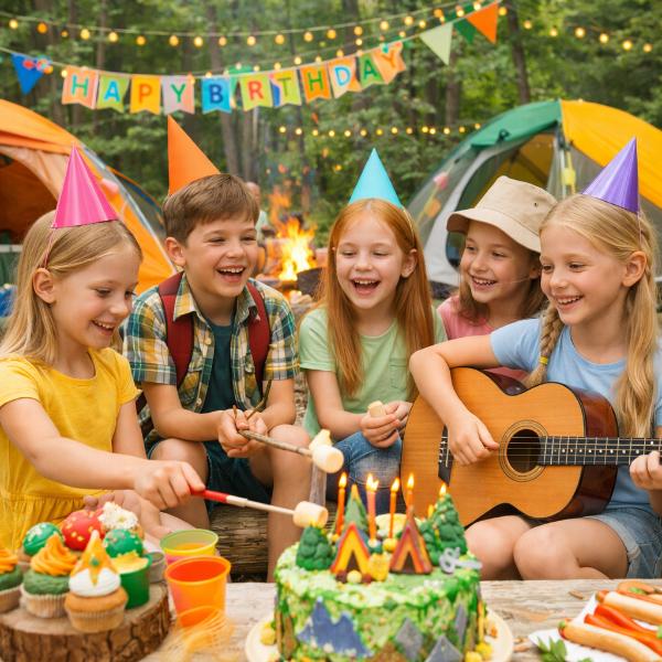 Feste di compleanno per bambini in campeggio con giochi all’aperto e animazione