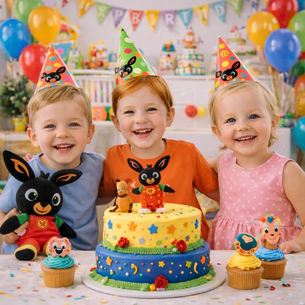 Festa a tema Bing con decorazioni e giochi per bambini piccoli