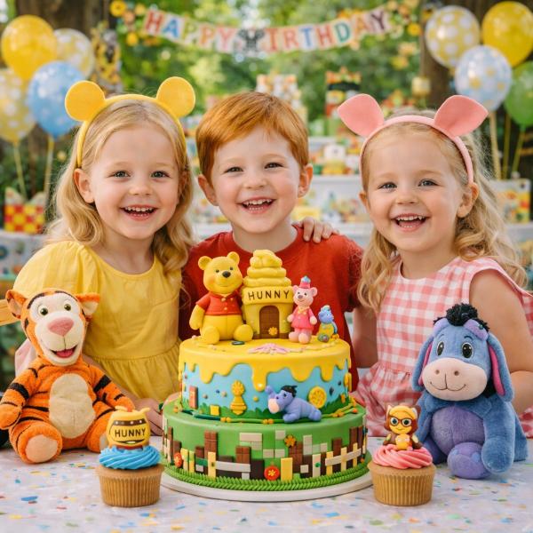 Festa a tema Winnie the Pooh con decorazioni e giochi per bambini piccoli