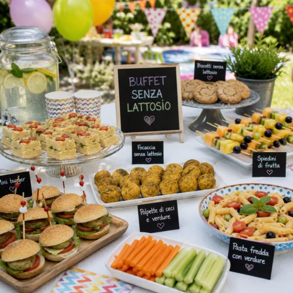 Buffet senza lattosio per festa di compleanno bambini