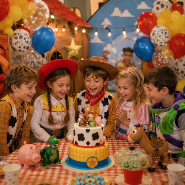 Festa a tema Toy Story 5 con Woody, Buzz Lightyear e giochi per bambini