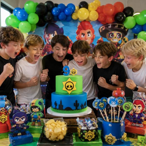Festa a tema Brawl Stars con decorazioni, giochi e allestimenti per bambini